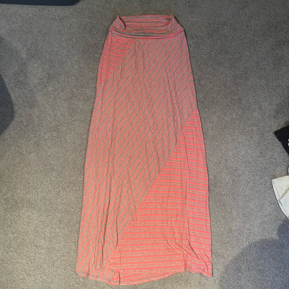 Joe b striped fitted maxi skirt in pink/gray S